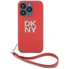 Image de Coque pour iPhone 14 Pro avec Logo Métallisé et Sangle de Poignet Rouge