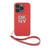 Image de Coque pour iPhone 15 Pro Max avec Logo Métallisé et Sangle de Poignet Rouge