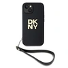 Image de Coque pour iPhone 13 avec Logo Métallisé et Sangle de Poignet Noir