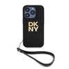 Image de Coque pour iPhone 14 Pro Max avec Logo Métallisé et Sangle de Poignet Noir