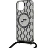 Image de Coque MagSafe iPhone 15 avec Bandoulière IML Monogram Crossbody Elégant Noir transparent