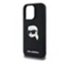 Image de Coque pour iPhone 16 Pro Compatible MagSafe Série Karl Head en Silicone Noir