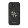 Image de Coque pour iPhone 16 avec Monogramme et Logo 4G en Métal Gris foncé