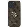 Image de Coque pour iPhone 16 Pro avec Monogramme et Logo 4G en Métal Marron foncé