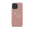 Image de Coque pour iPhone 16 Pro avec Paillettes et Logo en Métal Rose