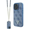Image de Coque pour iPhone 16 - Leather Metal Logo Metal Logo Strass Bandoulière (GUHCP16SP4TDSCPB) - Bleu