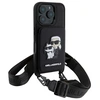 Image de Coque pour iPhone 16 Pro avec Bandoulière et Porte-cartes Elégant Noir