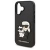Image de Coque pour iPhone 16 Plus Design Saffiano Karl et Choupette Noir