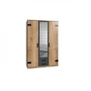 Image de Armoire CORFOU Décor Chene et anthracite Miroir 3 portes battantes 2 tiroirs L135