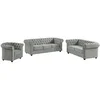 Image de Canapé 3+2+1 places CHESTERFIELD - Velours gris clair