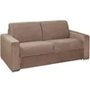 Image de Canapé 2 places convertible express en velours beige - Couchage lattes larges 120 cm - Matelas 22 cm avec mémoire de forme CALITO