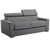 Image de Canapé 3 places convertible express en tissu gris - couchage lattes larges 140 cm - Matelas 22 cm avec mémoire de forme VIZIR