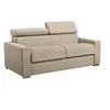 Image de Canapé 3 places convertible express en tissu beige - couchage lattes larges 140 cm - Matelas 22 cm avec mémoire de forme VIZIR