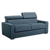 Image de Canapé 3 places convertible express en tissu bleu - couchage lattes larges 140 cm - Matelas 22 cm avec mémoire de forme VIZIR