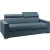 Image de Canapé 4 places convertible express en tissu bleu - couchage lattes larges 160 cm - Matelas 22 cm avec mémoire de forme VIZIR