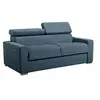 Image de Canapé 3 places convertible express en tissu bleu - couchage 140 cm - Matelas 22 cm avec mémoire de forme VIZIR