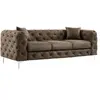 Image de Canapé 3 places chesterfield en microfibre aspect cuir vieilli EDWINA
