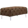 Image de Pouf chesterfield en microfibre aspect cuir vieilli EDWINA
