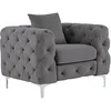 Image de Fauteuil chesterfield en velours anthracite EDWINA