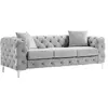Image de Canapé 3 places chesterfield en velours gris clair EDWINA