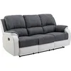 Image de Canapé 3 places relax en microfibre et simili gris et blanc BRODY