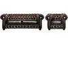 Image de Canapé chesterfield 3+1 places BRENTON 100% cuir de buffle - Marron reflets châtains