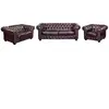 Image de Canapé chesterfield 3+2+1 places BRENTON 100% cuir de buffle - Bordeaux
