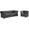 Image de Canapé 3 places et fauteuil CHESTERFIELD - Velours anthracite