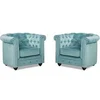 Image de Lot de 2 Fauteuils CHESTERFIELD - Velours bleu pastel