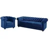Image de Canapé 3 places et fauteuil CHESTERFIELD - Velours bleu roi