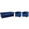 Image de Canapé 3 places et 2 fauteuils CHESTERFIELD - Velours bleu roi