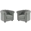 Image de Lot de 2 Fauteuils CHESTERFIELD - Velours gris clair