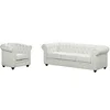 Image de Canapé 3 places et fauteuil CHESTERFIELD - Simili Blanc