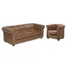 Image de Canapé 3 places et fauteuil CHESTERFIELD en microfibre aspect cuir vieilli