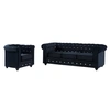 Image de Canapé 3 places et fauteuil CHESTERFIELD - velours noir et boutons effet cristal