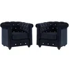 Image de Lot de 2 Fauteuils CHESTERFIELD - Velours noir et boutons effet cristal