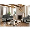 Image de Canapé 3+1 places relax en microfibre anthracite et bandes gris clair TALCA