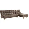 Image de Canapé modulable convertible en microfibre vieillie ESTEBAN - Marron vintage