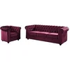 Image de Canapé 3 places et fauteuil CHESTERFIELD - velours pourpre