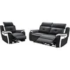 Image de Canapé 3 places et un fauteuil relax électrique en cuir ANGELIQUE - Noir/blanc
