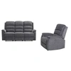 Image de Canapé 3 places et fauteuil relax électrique en tissu gris NEVERS