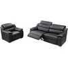 Image de Canapé 3 places et fauteuil relax électrique en cuir noir ARENA III