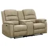 Image de Canapé 2 places relax électrique en tissu taupe avec tablette NEVERS