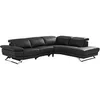 Image de Canapé d'angle droit relax électrique en cuir de vachette noir PUNO II
