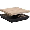 Image de Table basse - Plateau pivotant - MDF laqué noir et naturel - FAUSTO