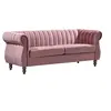 Image de Canapé chesterfield 3 places en velours vieux rose TRUMBO