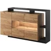 Image de Buffet 3 portes et 3 niches avec LEDs - Coloris : Naturel et anthracite - IDESIA