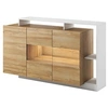 Image de Buffet 3 portes et 3 niches avec LEDs - Coloris : Naturel et blanc - IDESIA