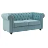 Image de Canapé 2 places en velours bleu pastel CHESTERFIELD