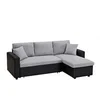 Image de Canapé d'angle convertible et réversible en tissu gris clair et noir GAZUR II